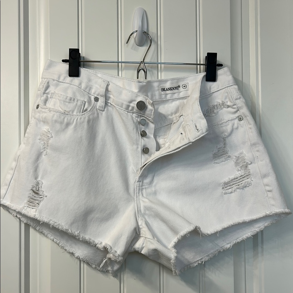 Blank NYC White Jean Shorts Distressed Style